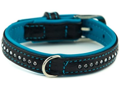 Nobby Pacific Deluxe obojek se Swarovski krystaly XS-S 32cm tyrkysová