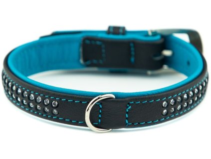 Nobby Pacific Deluxe obojek se Swarovski krystaly S 37cm tyrkysová