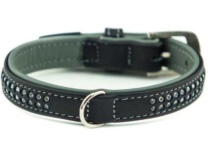 Nobby Pacific Deluxe obojek se Swarovski krystalyv S 37cm šedá