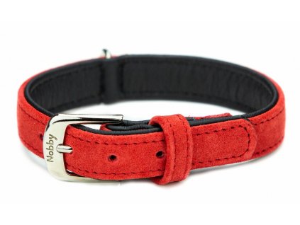 Nobby VELOURS obojok zo semišovej kože L-XL 60cm červená