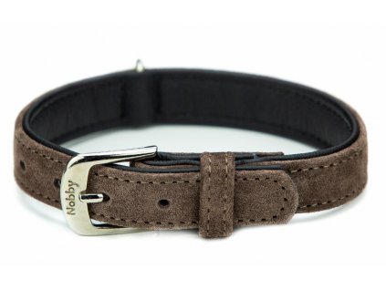 Nobby VELOURS obojek ze semišové kůže L-XL 60cm hnědá