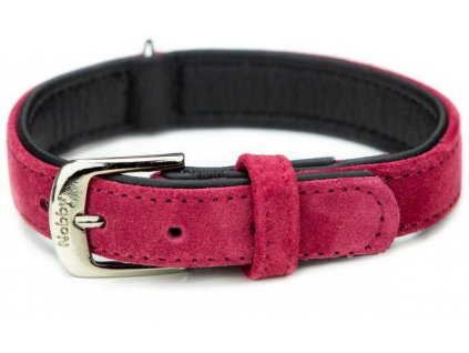Nobby VELOURS obojek ze semišové kůže L-XL 60cm malina