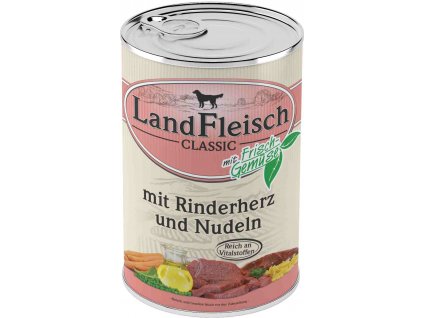 Landfleisch Dog Classic hovězí srdce s těstovinou 400g