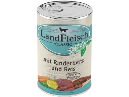 Landfleisch Dog Classic hovězí srdce s rýží 400g