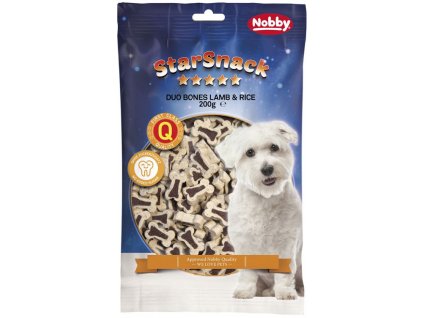 Tratament pentru câini Nobby StarSnack Duo Bones miel+orez 200g