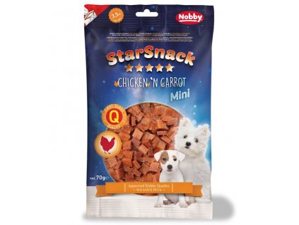 Nobby StarSnack Mini Soft kura+mrkva maškrty pre psov 70g