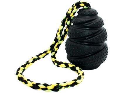 Hračka guma Grrrelli Tough s provazem HP L černá
