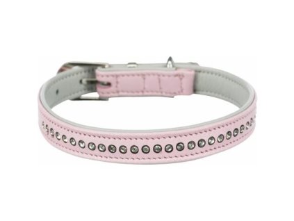 Active Comfort kožený obojek pro psy s kamínky - růžová (Velikost obojku ACTIVE COMFORT (kamínky) XXS-XS:17-21 cm/ 12mm)