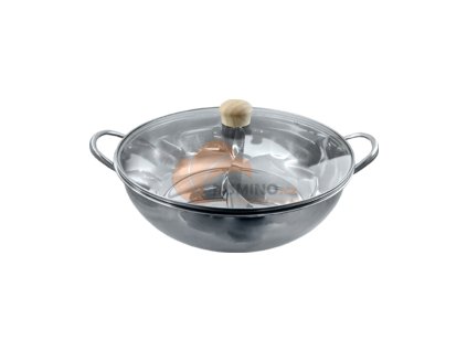 JADE TEMPLE Stainless steel hot pot wok with glass lid 34cm