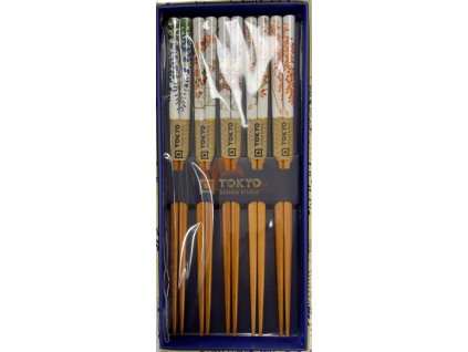 tokyo design chopstick brown white 5 par 1