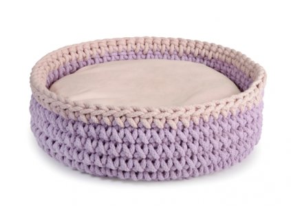 Gestricktes rundes Bett 40 cm lila