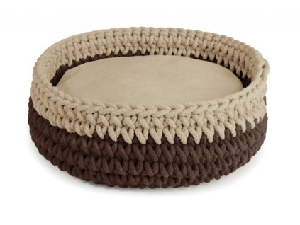 Gestricktes rundes Bett 40 cm braun