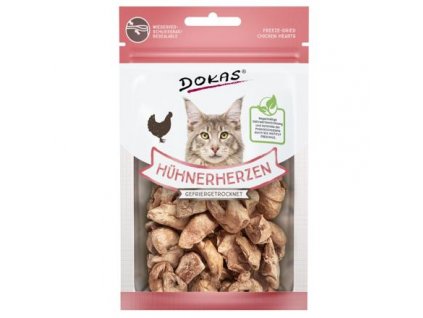 Dokas - Mrazem sušená kuřecí srdíčka pro kočky 15 g