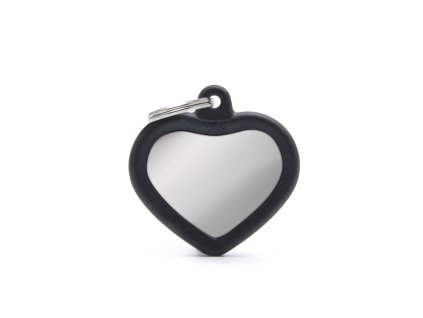 HEART CHROME PLATED BRASS BLACK RUBBER