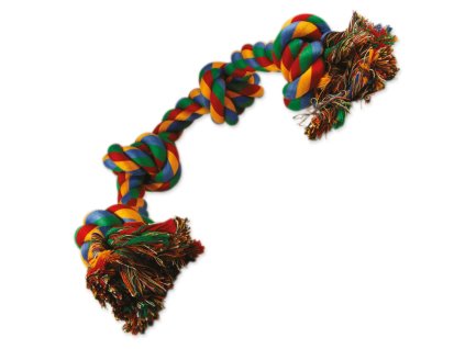Dog Fantasy Spielzeugknoten Baumwolle farbig 4 Dochte 60cm