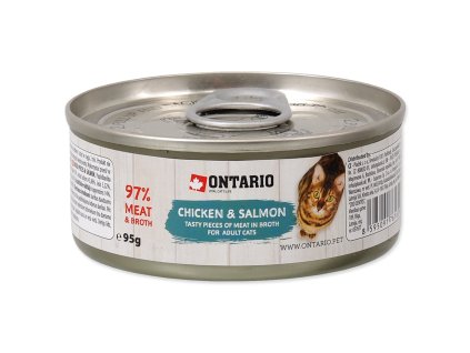 Ontario canned chicken pieces and salmon 95g