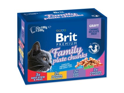 Kapsička Brit Premium Cat Family Plate v omáčke Multi 1200g (12x100g)