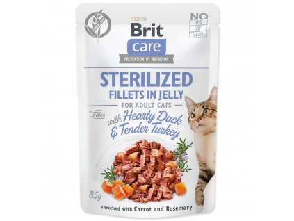 Kapsička BRIT Care Cat Pouch STERILIZED - Hearty Duck & Tender Turkey in Jelly 85 g