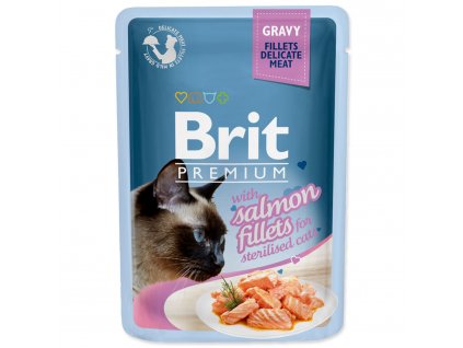Kapsička BRIT Premium Cat Delicate Fillets in Gravy with Salmon for Sterilised 85 g