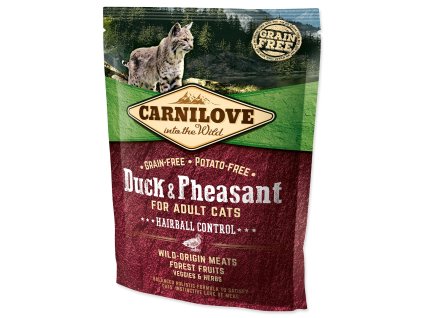 Carnilove Haarballenkontrolle für erwachsene Katzen, Ente und Fasan, 0,4 kg