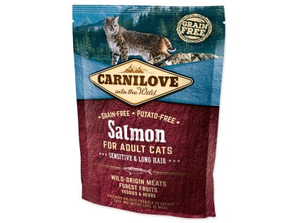 Carnilove pisici adulte sensibile și somon cu păr lung 0,4 kg