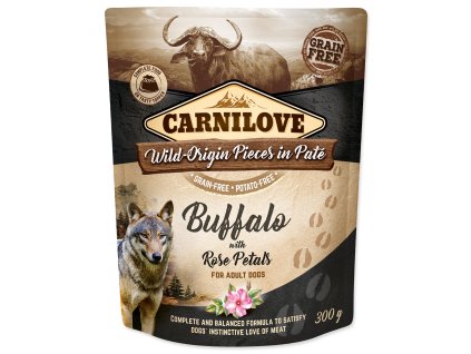 Kapsička Carnilove Dog byvol s lístkami ruží, päté 300g