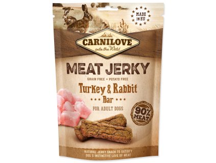 Carnilove Jerky Kaninchen- und Truthahn-Leckerli, Sticks 100g