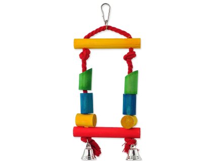 Bird Jewel wooden swing toy with rope, colorful, 25cm