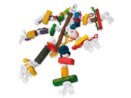 Bird Jewel Wooden Braid Toy Hanging on a Rope 10x40cm