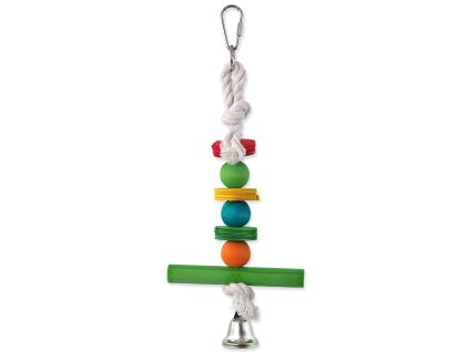 Hračka Bird Jewel závesná drevená hrazda so zvončekom 30cm