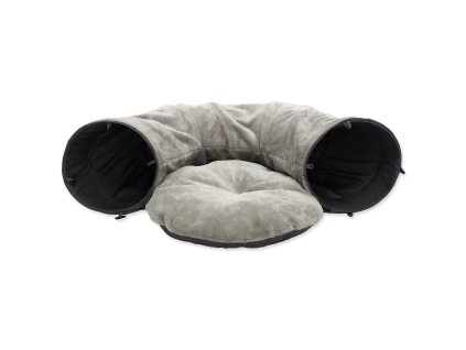 Magic Cat plush tunnel U-shaped with cushion gray 95x26cm