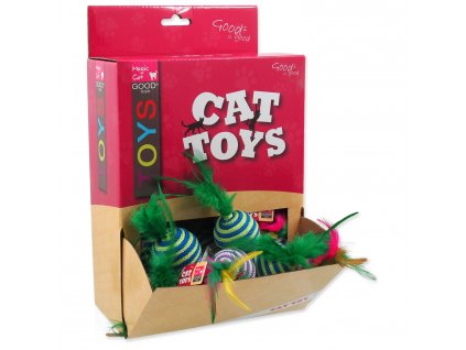 Displej Hračky MAGIC CAT míček s pruhy a pírky bavlněný 4,5 cm