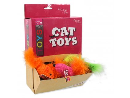 Displej Hračky MAGIC CAT myška bavlněná s catnipem a pírky 6 cm