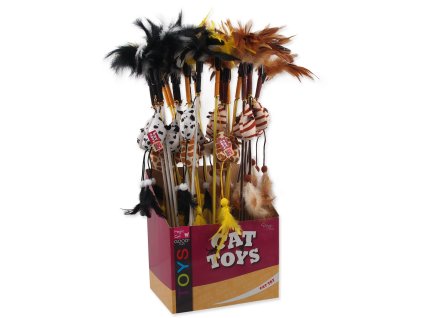Hračka Magic Cat cumlík myška s pierkami bavlna s catnip 20cm+46cm 24ks