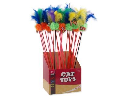 Magic Cat toy pacifier ball plush with feathers 18cm+46cm 24pcs