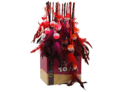 Magic Cat toy rod ball plastic with feathers 22cm+50cm 24pcs
