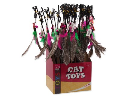 Toy Magic Cat rod with feathers 19cm+46cm 24 pcs