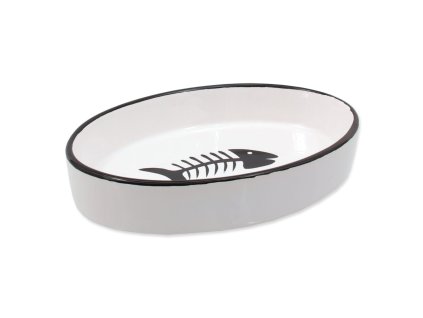 Bowl Magic Cat ceramic oval with fish 16x11x3cm