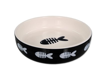 Magic Cat ceramic bowl with fish print, black, 13x4cm, 260ml