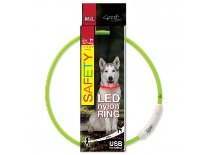 Obojek DOG FANTASY LED nylonový zelený M-L