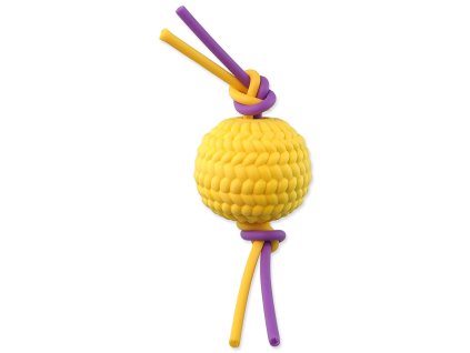 Dog Fantasy toy foam ball yellow with TPR flexi ropes 22x6.5x6.5cm
