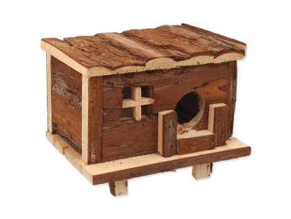Small Animals House Wooden Log Cabin with Bark 18x13x13.5cm