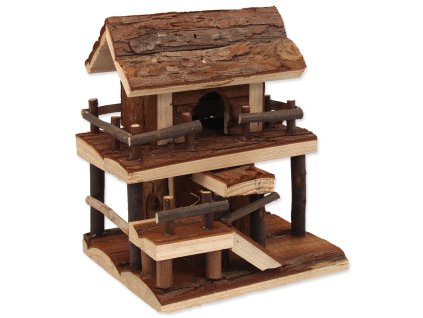 Small Animals wooden one-story house with bark 17x15x20cm