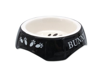 Small Animals bowl with Bunny print, black, 15x15x4.5cm