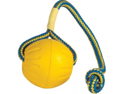 Toy rubber Durafoam ball with string Starmark M yellow