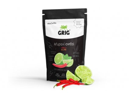 Cvrčci křupaví s příchutí CHILLI & LIME - GRIG 20g