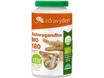 Ashwagandha BIO 180 kapslí  + Při koupi 12 a více kusů 3% Sleva