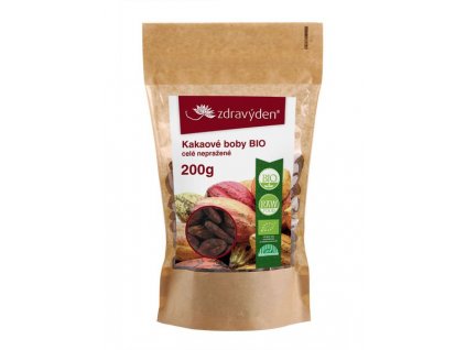 Organic cocoa beans, whole, unroasted, 200g