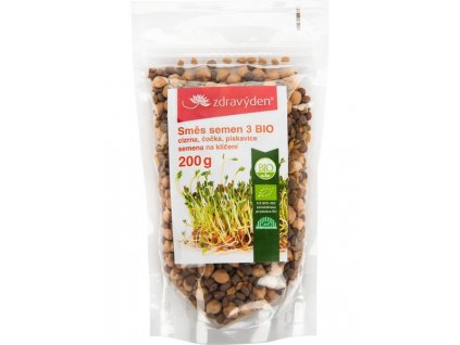 Směs semen na klíčení 3 BIO - cizrna, čočka, pískavice 200g  + Při koupi 12 a více kusů 3% Sleva
