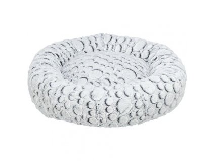 MILA round plush bed, white/gray